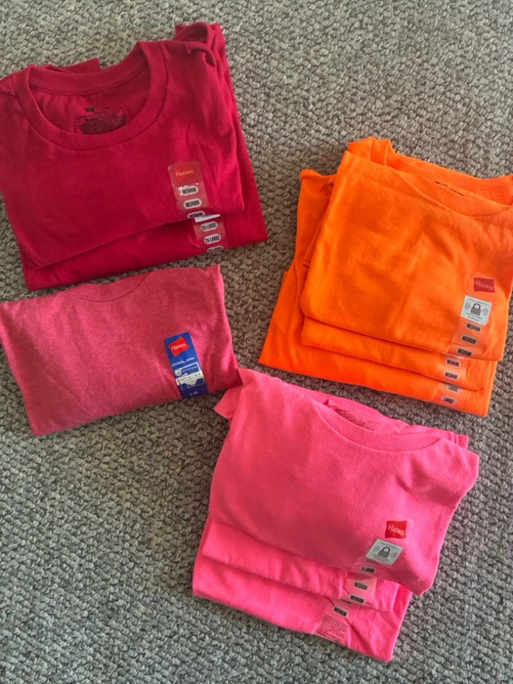Hanes Short Sleeve T Shirts NEW Red, Pink, Orange M L XL 2XL Unisex